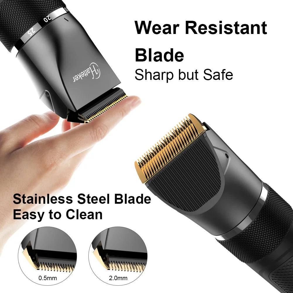 HATTEKER Multifunction Hair Clipper & Nose Trimmer – Waterproof, 120-Min Runtime, USB Fast Charge