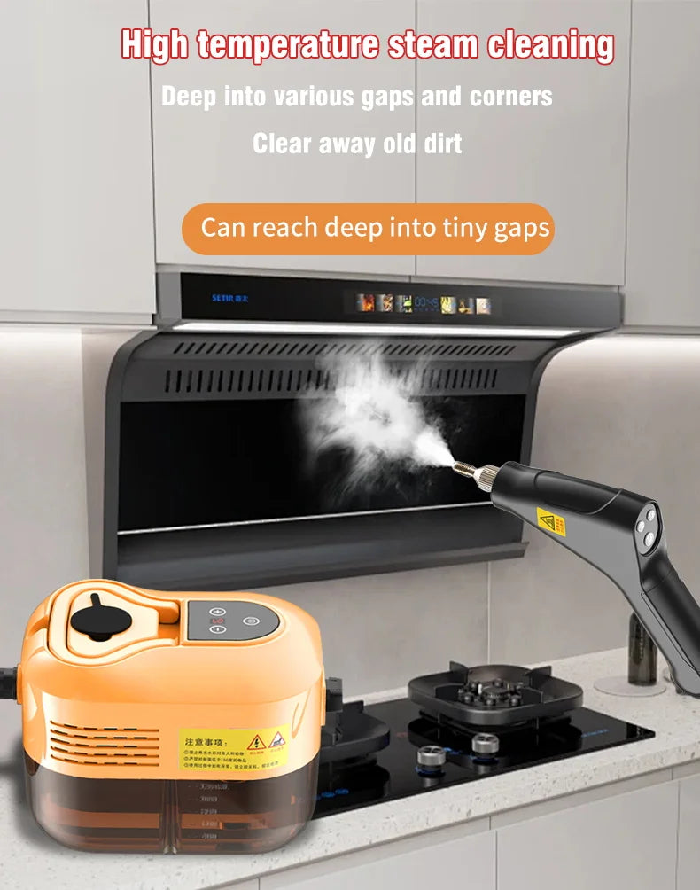 2500W Handheld Steam Cleaner – Digital Display, 6-Speed, 1200ml Tank, 110V/220V, Kitchen, Car & Furniture