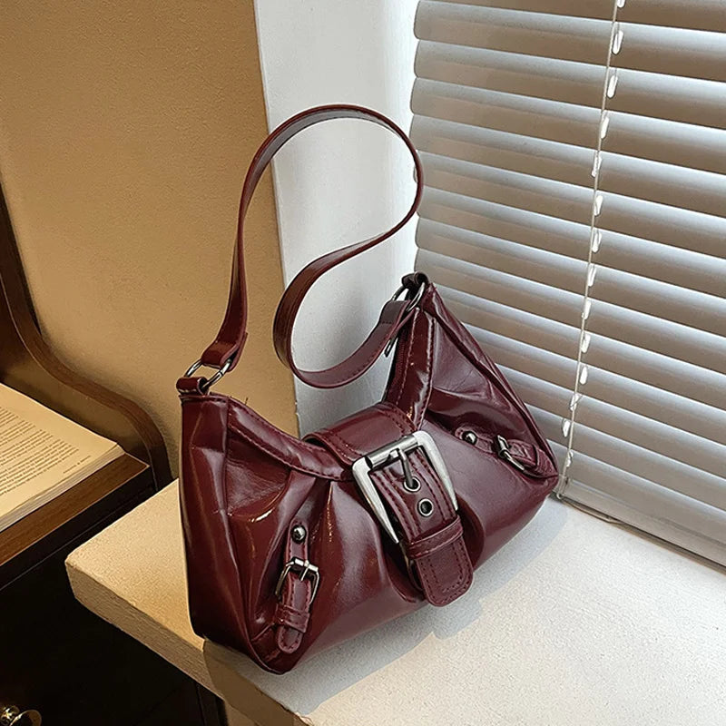 Y2K Retro Pleated Hobo Shoulder Bag – Maillard Style Underarm Clutch for Women