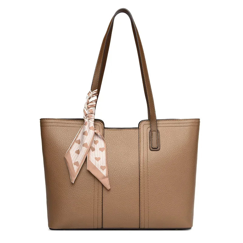 Genuine Cow Leather Large Shoulder Tote Bag – Rivet Sequin Designer Handbag for Women