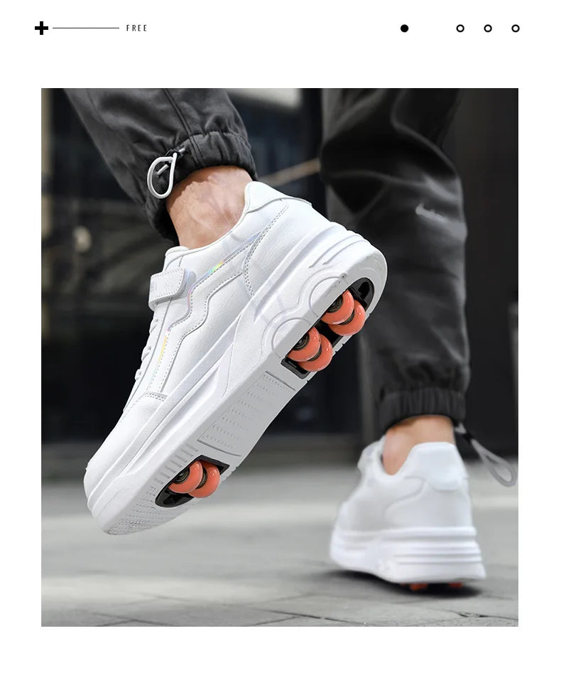 6-Wheel Children's Roller Skate Shoes – 2-in-1 Detachable Wheel Skating Parkour Racing Sneaker