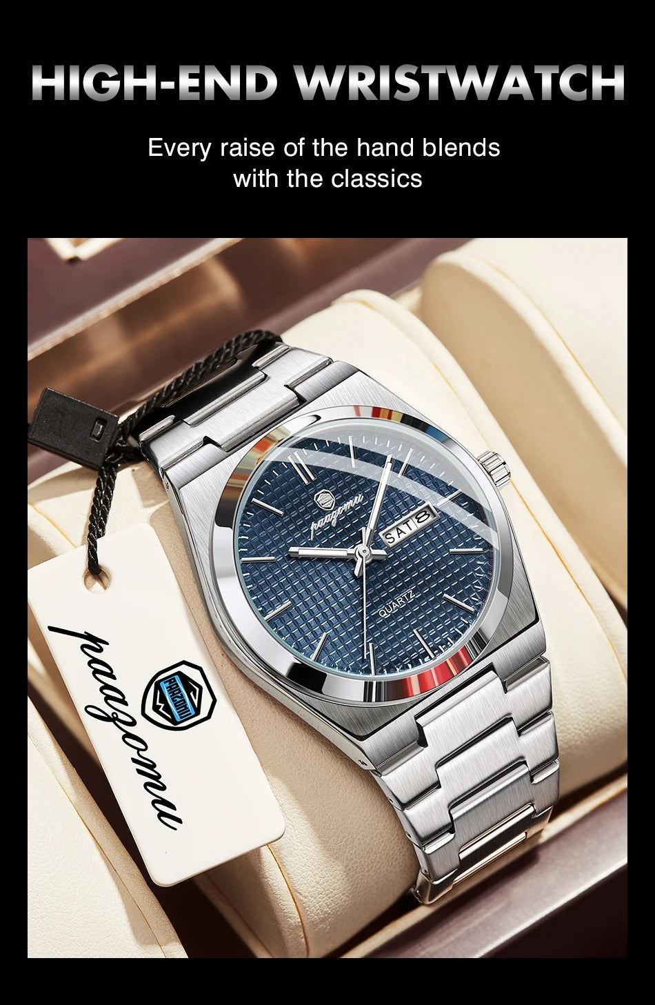 PAAZOMU Men's Luxury Waterproof Quartz Watch | Luminous Date Week Stainless Steel Sport Wristwatch