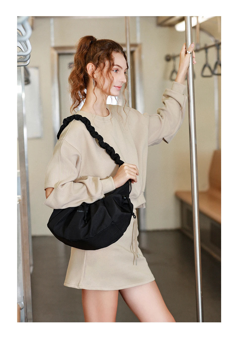 Tigernu Women Bags Fashion Half-Moon Shoulder Bag Female Underarm Bag Light Wrinkled Drawstring Handbag Women Totes Shoulder Bag