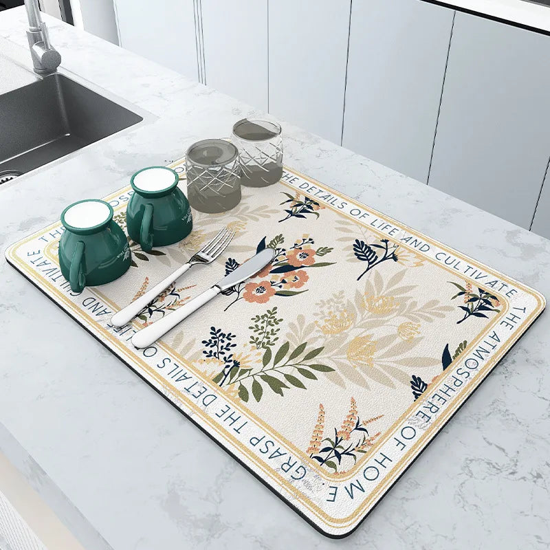 Dry Dishes. Protect Counters. Stay Stylish. — Super Absorbent Kitchen Dish Drying Mat | Anti-Slip, Quick Dry, Drain Pad, 4 Sizes, Multiple Colors