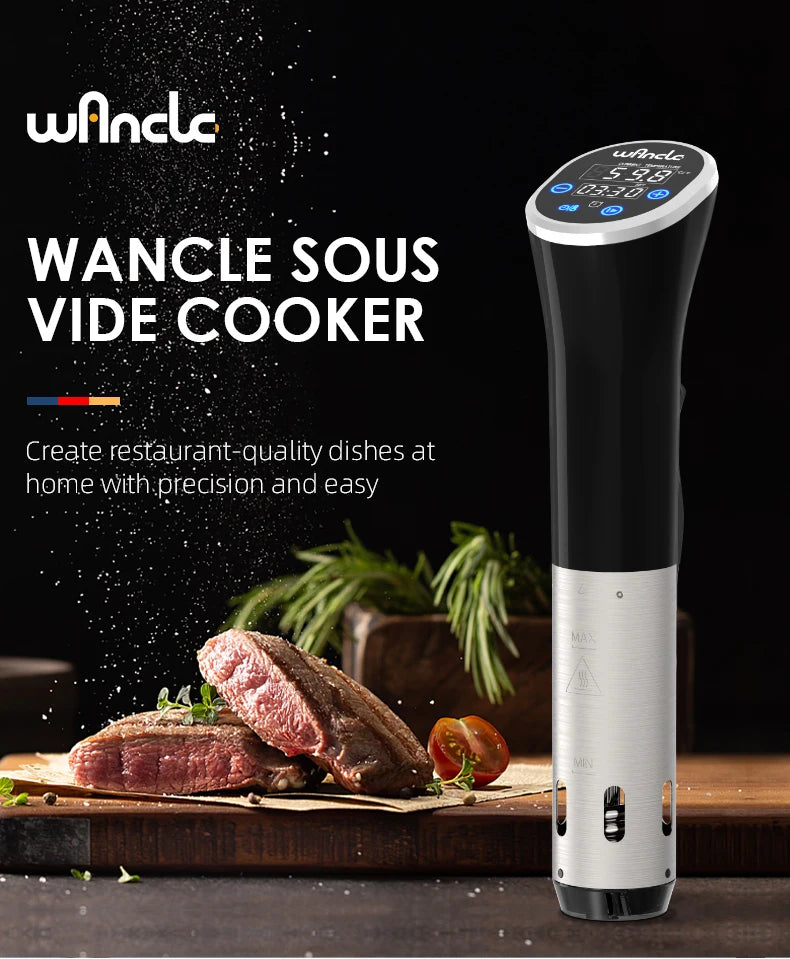 Wancle 1100W Sous Vide Cooker – LCD Touch Immersion Circulator, IPX7 Waterproof Precise Cooking