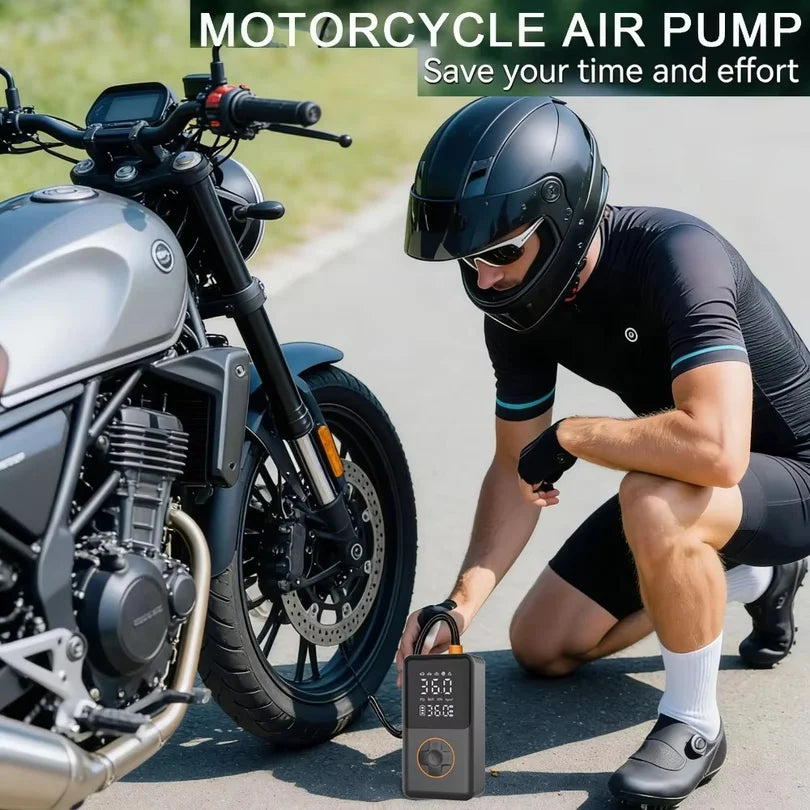 Mini Bike Tire Pump with Pressure Gauge and LED Light