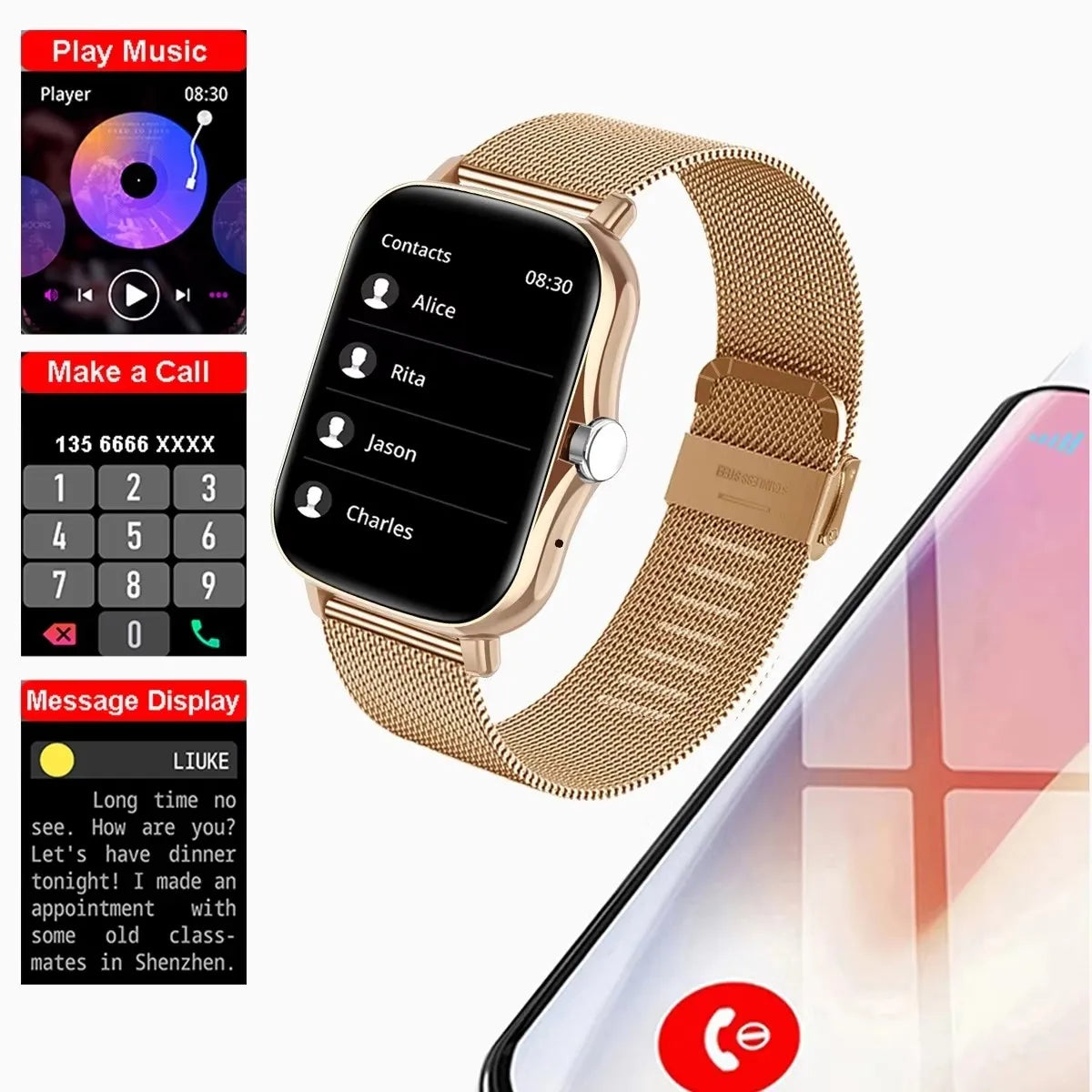 1.83" Waterproof Smart Watch – Answer Calls Sleep Monitoring Sports Pedometer for iPhone & Android