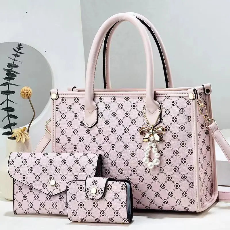 Luxury Beaded 3-Piece Tassel Handbag Set – Designer Composite Shoulder Bag for Women