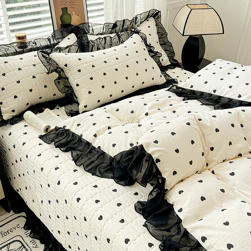 Printed Lace Duvet Cover – 300TC Polyester Comforter Cover for Women & Girls Bedroom