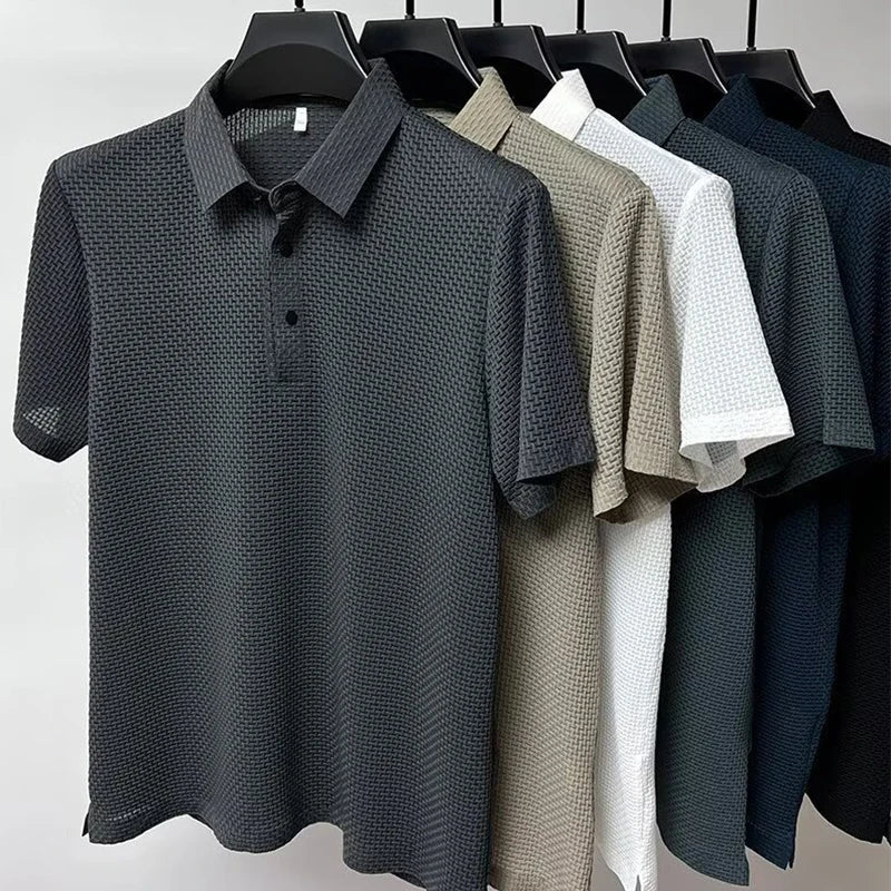 Men's Bone Flower Print Polo Shirt — Graphic Short Sleeve Casual Polo