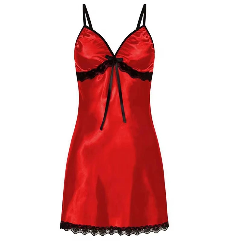 Women's Lace Suspender Nightgown | Sleeveless V-Neck Pajama Dress Multi-Color