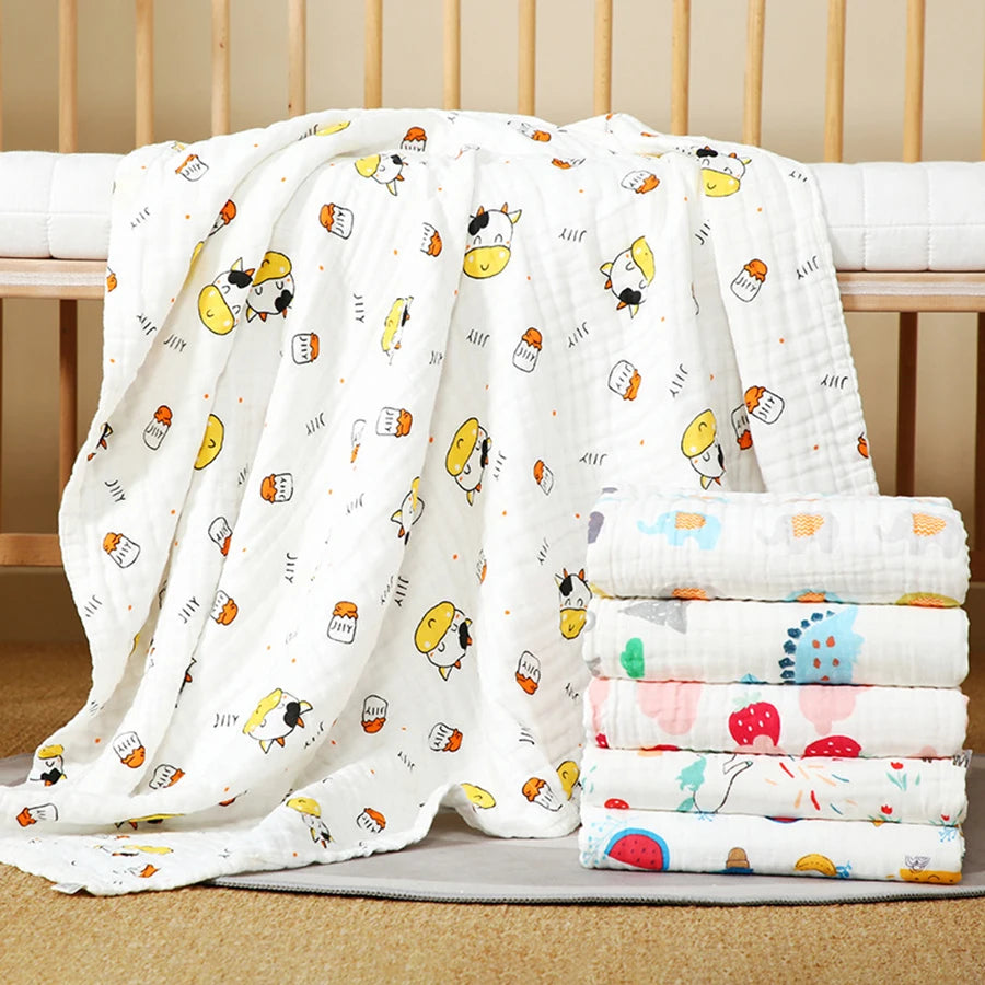 4-Layer Gauze Baby Bath Towel – Soft Cotton Infant Washcloth, Newborn Bathrobe & Swaddle Blanket