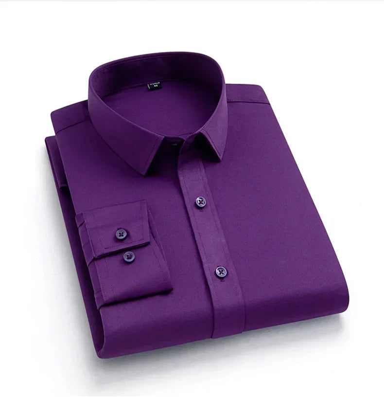 Men's Non-Iron Business Stand Collar Dress Shirt — Wrinkle-Free Formal Shirt