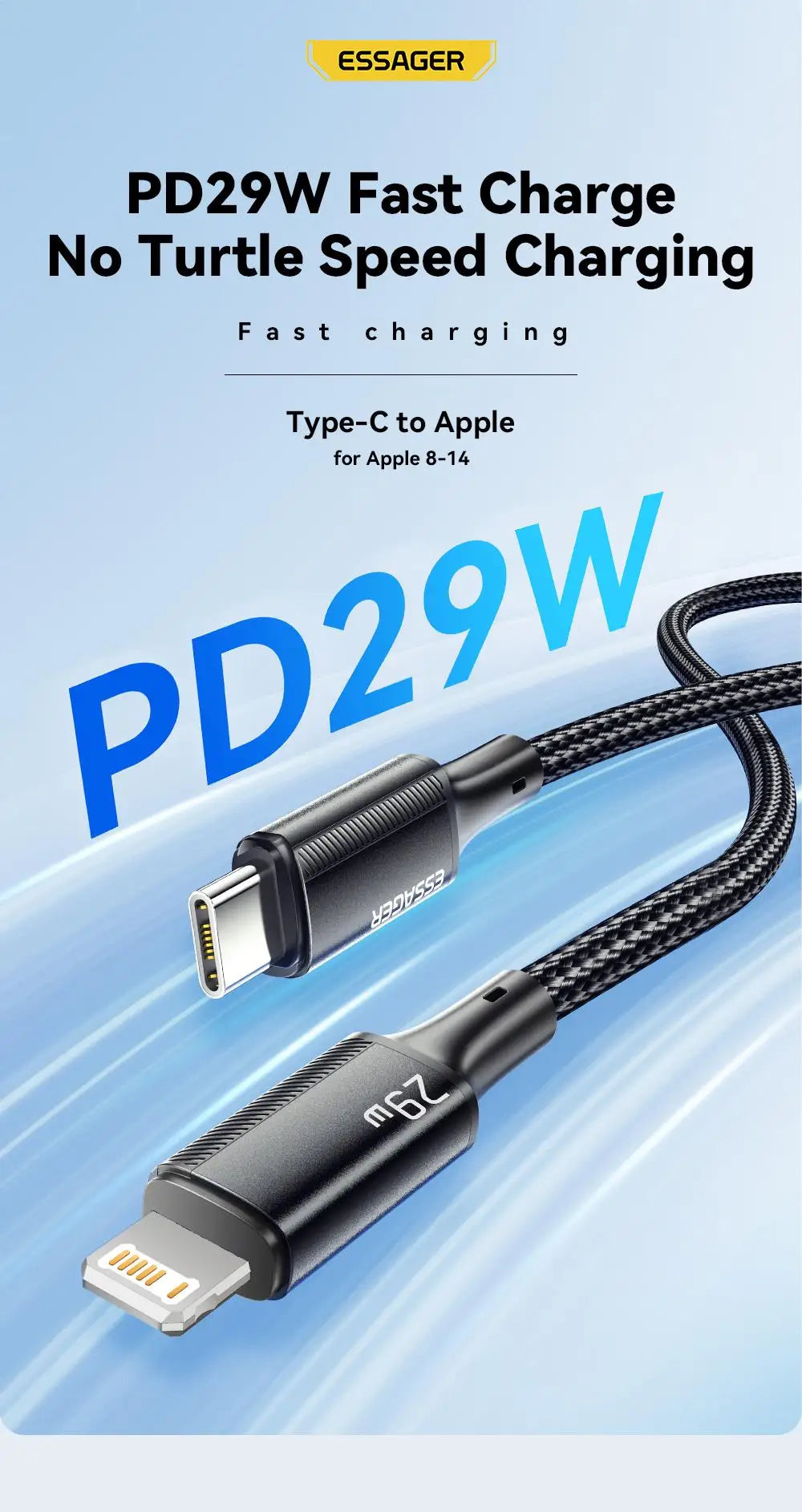 Essager USB-C to Lightning Cable — Fast Charging for iPhone & iPad