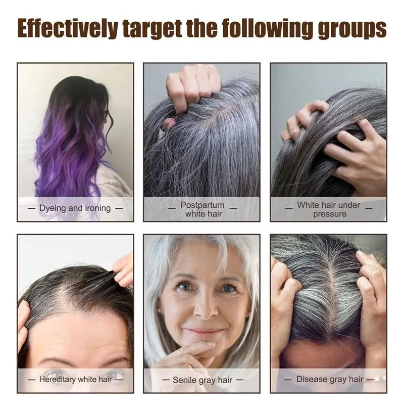 Herbal Anti-grey Treatment Hair Dye Shampoo White To Black Permanent Repair Natural Color Nourish Scalp Hair Care Products