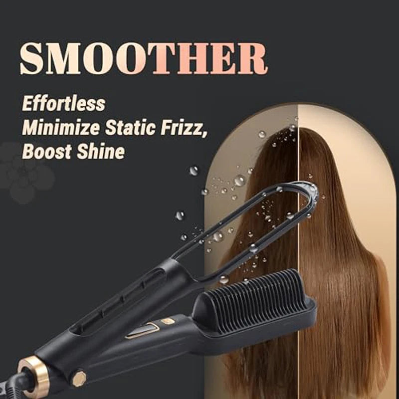 Anti-Scald 2-in-1 Electric Hair Straightening Comb – Fast Heating Negative Ion Straightener Brush