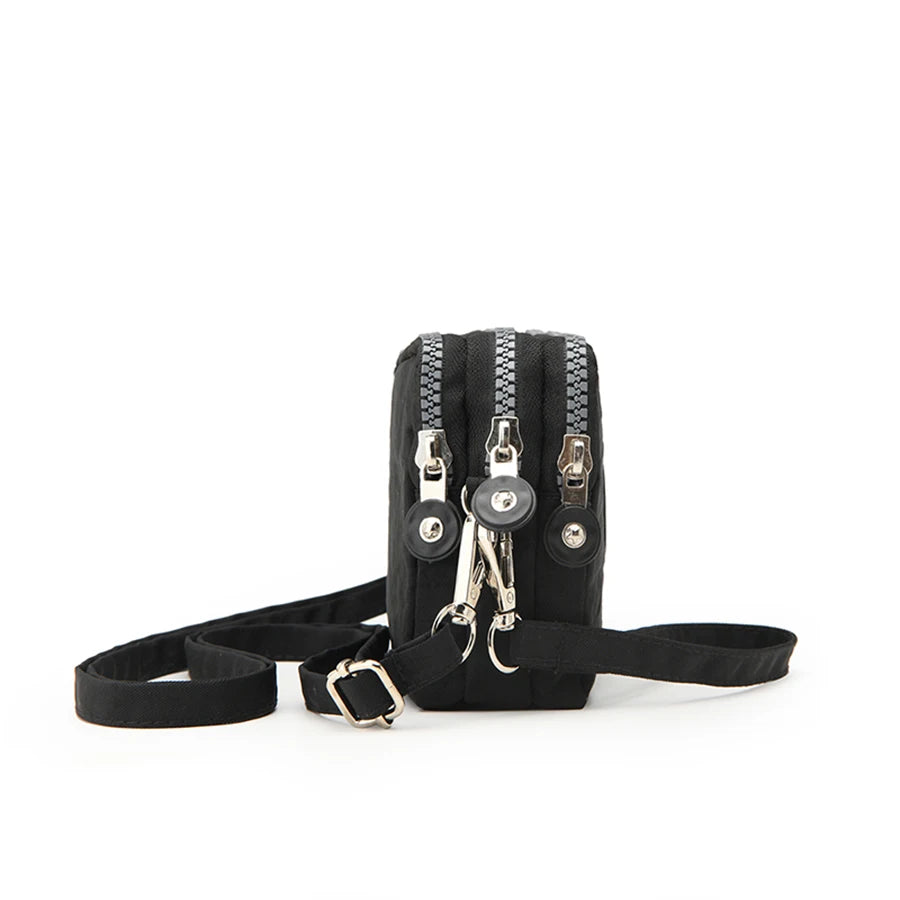 Fashion ladies crossbody bag  large capacity single shoulder bag with three zippers  phone and loose change storage bag