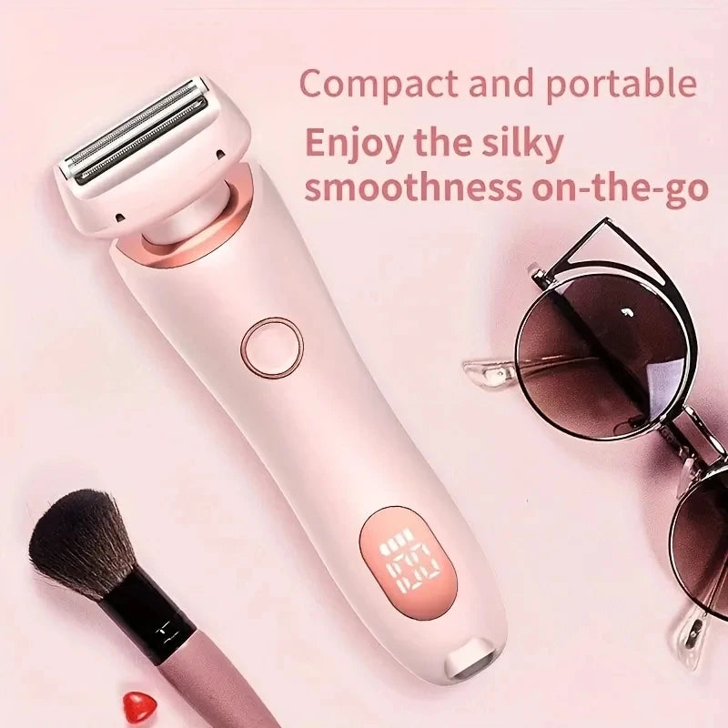Women's 2-in-1 Electric Shaver & Bikini Trimmer – IPX7 Waterproof, Dual Head, USB Rechargeable