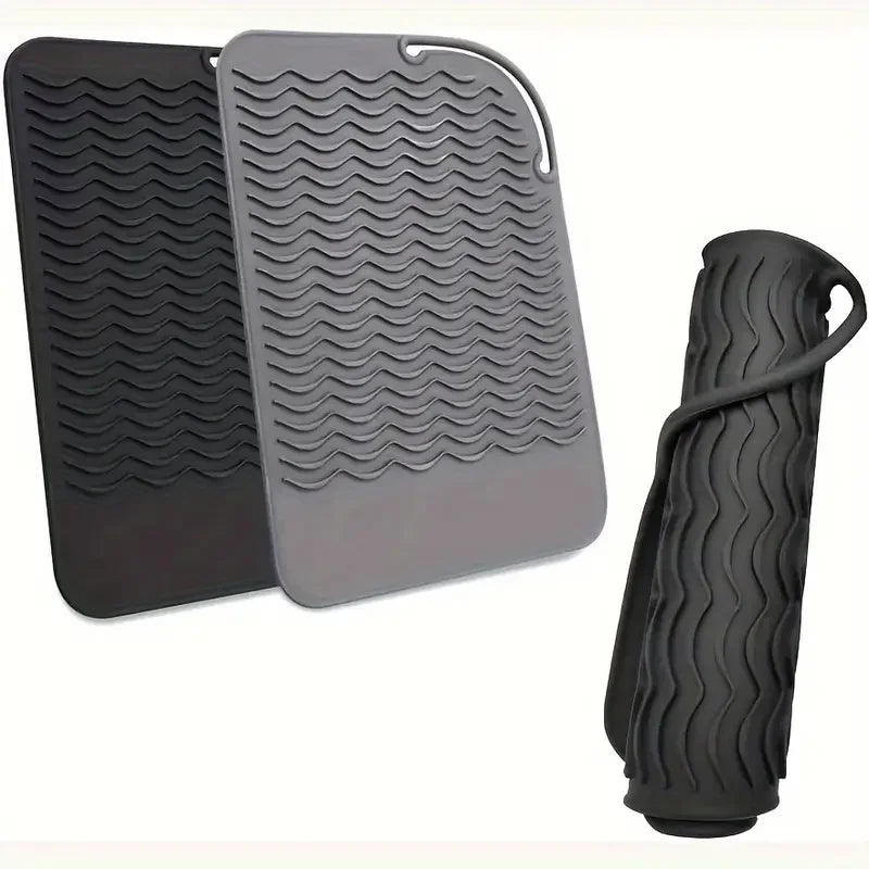 Silicone Heat Resistant Mat — Travel Hair Tool Pad for Flat Iron & Curling Iron