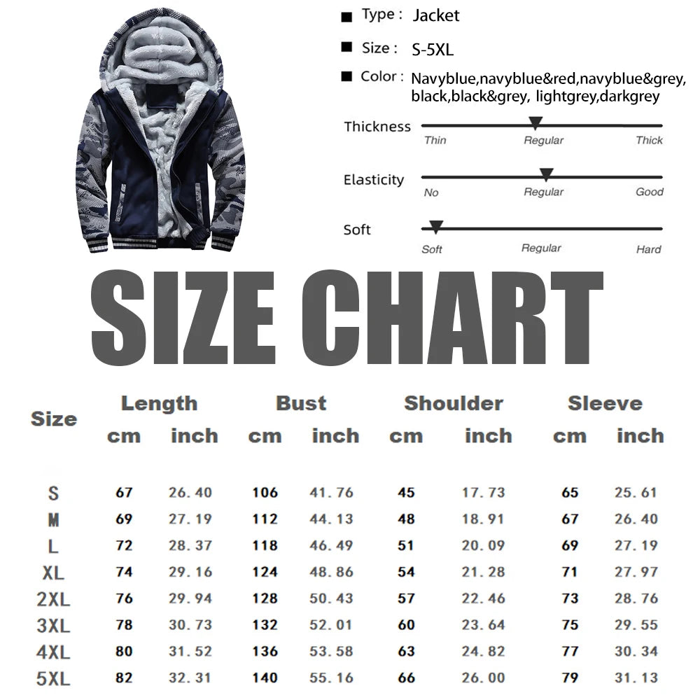 Men's Camouflage Fleece Jacket – Hooded Winter Layer