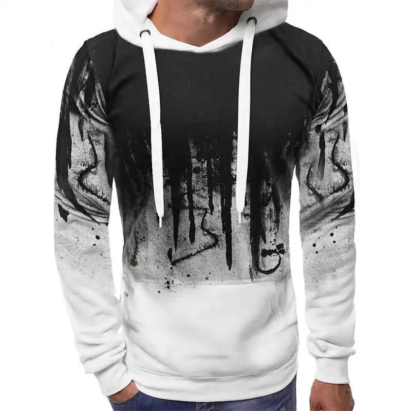 Men's Camouflage 3D Ink Print Hoodie & Jogger Pants Tracksuit Set – 2-Piece