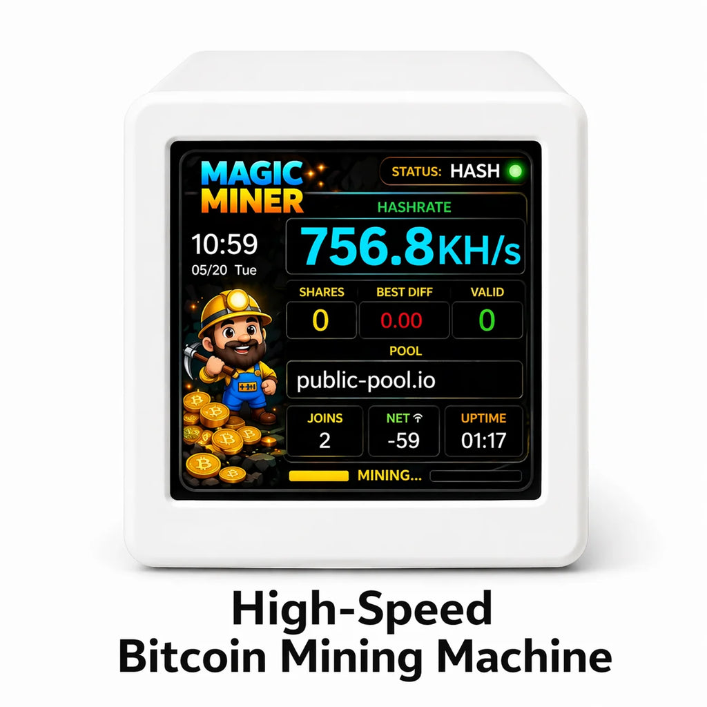 Mini High-Speed Bitcoin Solo Miner — WiFi USB-Powered Real-Time Hashrate Display