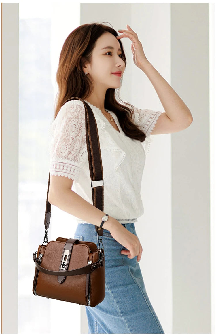 Luxury PU Leather Casual Tote Shoulder Bag – Designer Crossbody Handbag for Women