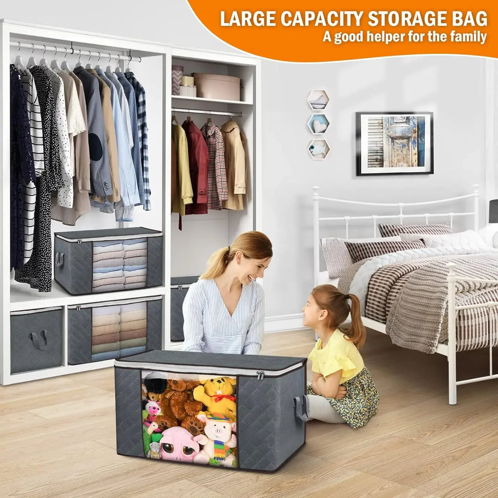 Foldable Clothes & Quilt Storage Bag – Large Capacity Dustproof Bedroom Closet Organizer