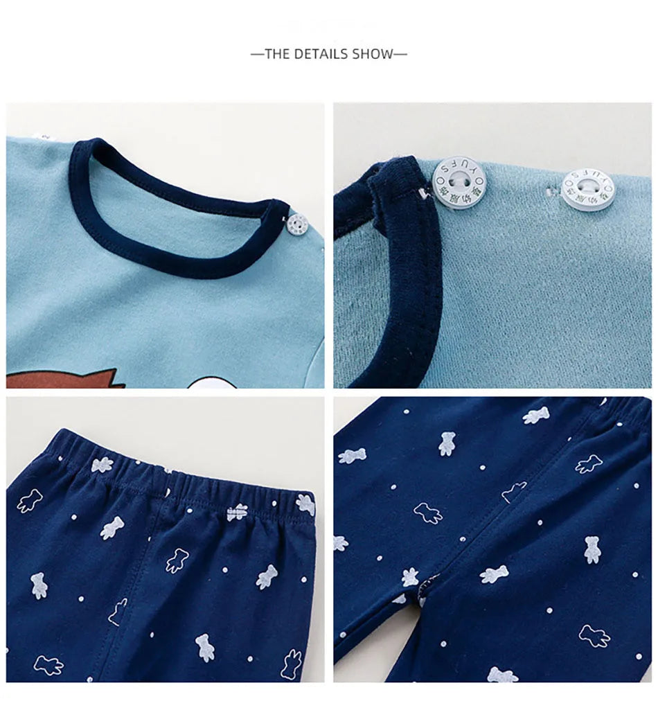 Kids' Unisex Cotton Cartoon Pajama Set | Soft Warm Sleepwear for Boys & Girls