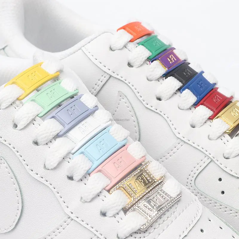 AF1 Shoelaces Combination Set — White Flat Laces & Shoe Decoration for Air Force One Sneakers