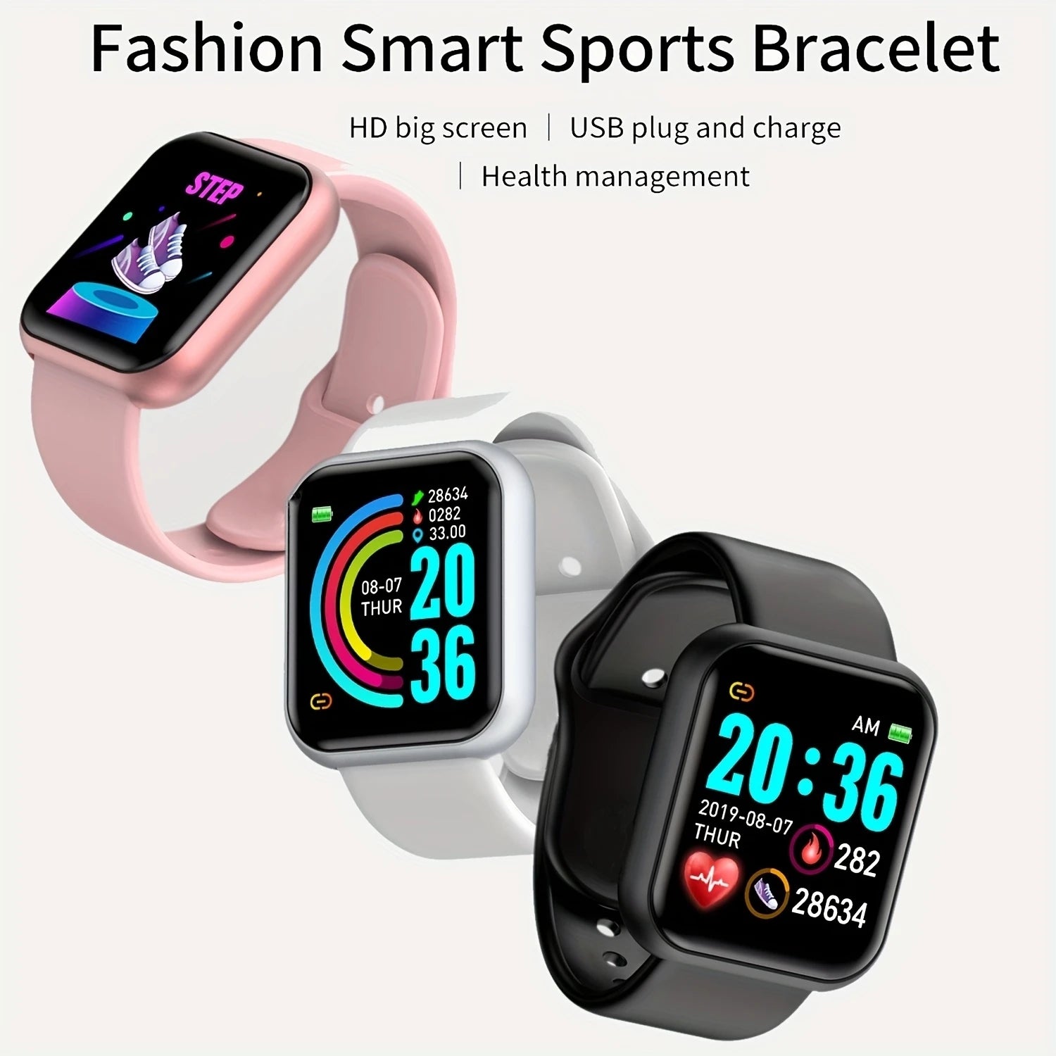 Track Every Move. Every Day. — Y68 & 116Plus Smartwatch | Fitness Tracker, Heart Rate Monitor, Sleep Tracker, Message Alerts, Android & iOS, 9 Colors
