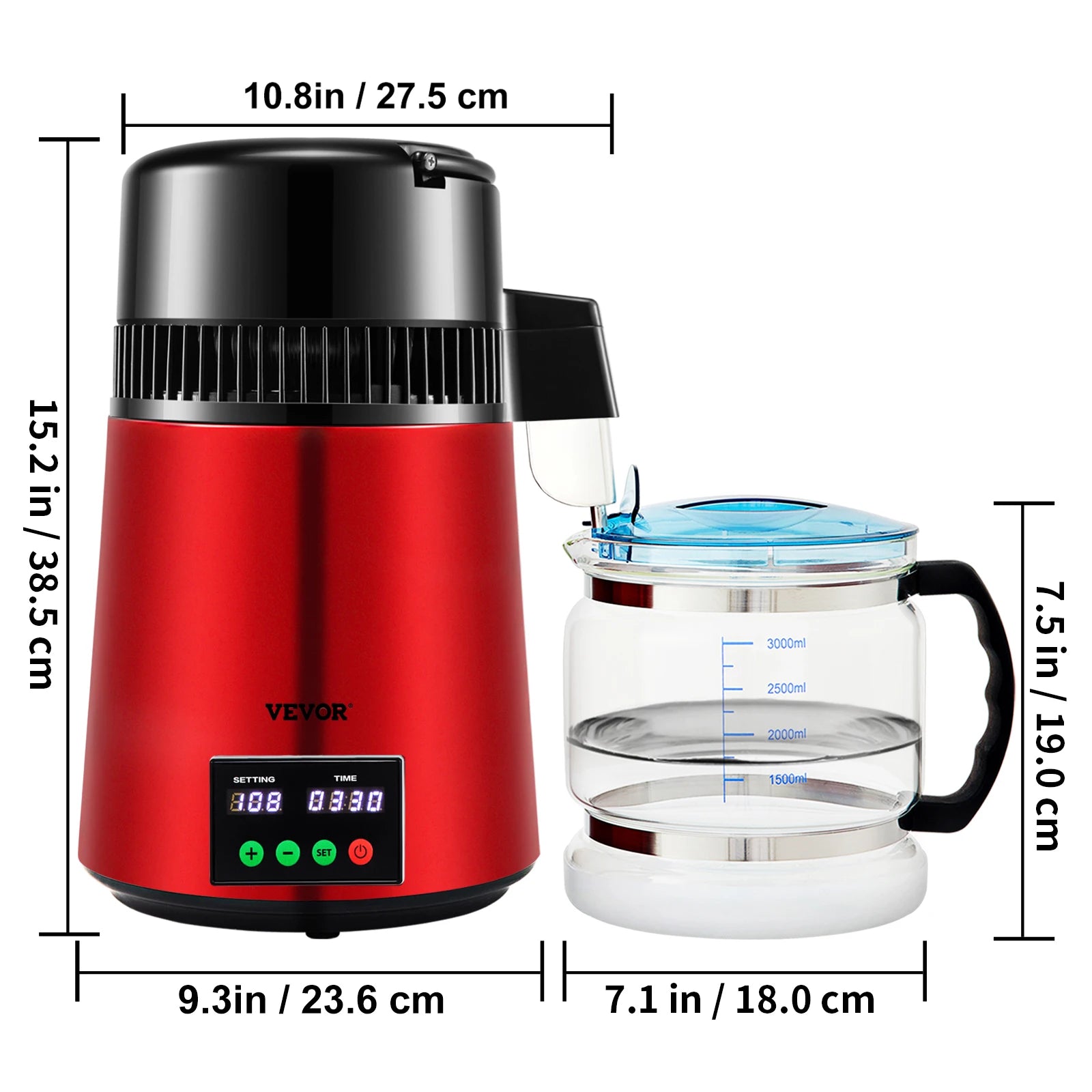 SucceBuy 4L Water Distiller Purifier Filter — Touch Screen, 5-Stage Filtration, 1L/H Distilling Speed