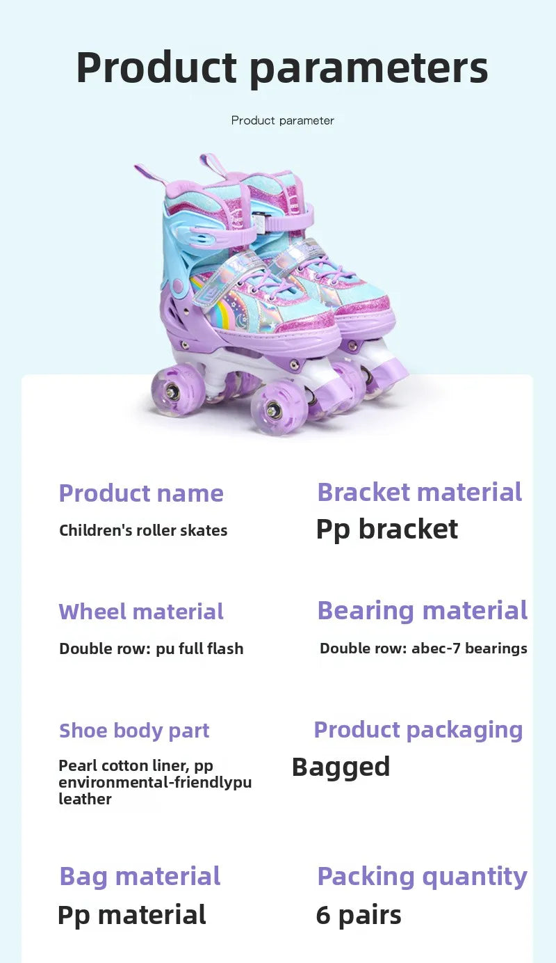 Children's Colorful 4-Wheel Flashing Roller Skates – Beginner Skates for Boys & Girls Ages 2-12