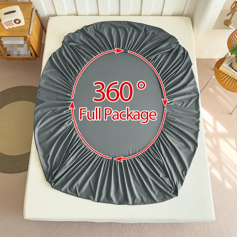 Solid Color Elastic Fitted Bed Sheet – 100% Polyester Mattress Cover, 90–180x200cm