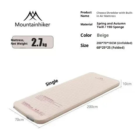 Thickened Sponge Camping Mattress – Portable Outdoor Pad with Integrated Air Pump, Self-Inflating