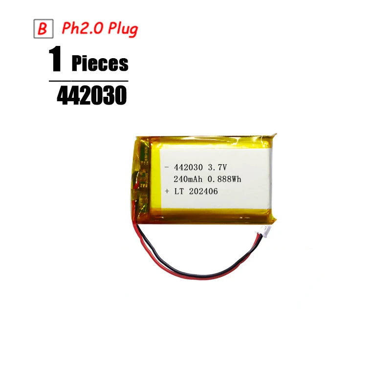 3.7V LiPo Rechargeable Battery – PH2.0 Plug for GPS, Bluetooth Speaker, PS4, Humidifier & MP3/MP4