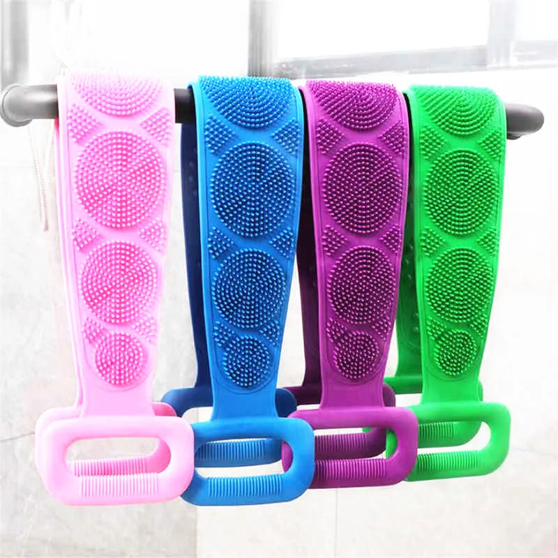 Silicone Exfoliating Back Scrub Belt – Double-Sided Shower Body Cleaner Strap