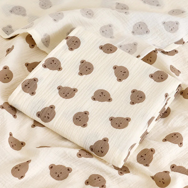 Cartoon Print Cotton Muslin Baby Swaddle Blanket – Soft Breathable Newborn Receiving Blanket