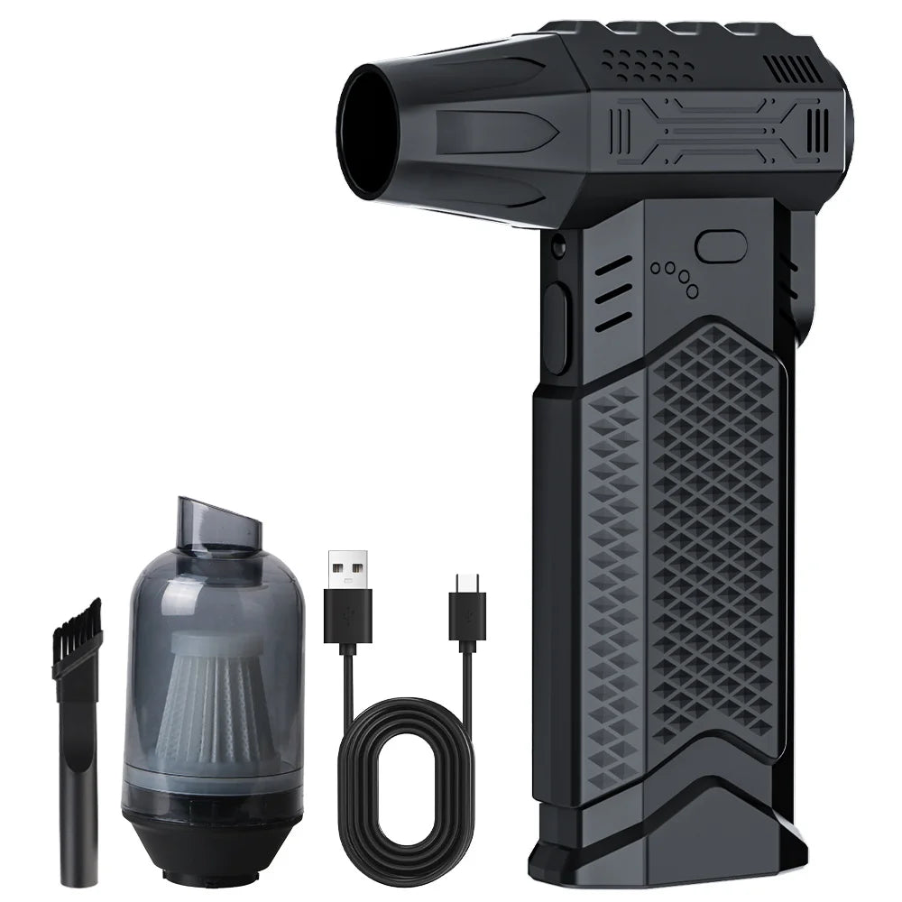 Turbo Jet Fan Blower & Air Duster — 130,000 RPM Brushless Motor, 4-Gear, 75W, Type-C Charging, 5 Nozzles