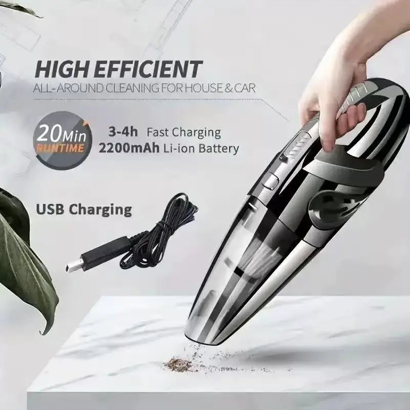 Portable Wireless Handheld Vacuum Cleaner – Powerful Suction for Car, Home & Pet Hair