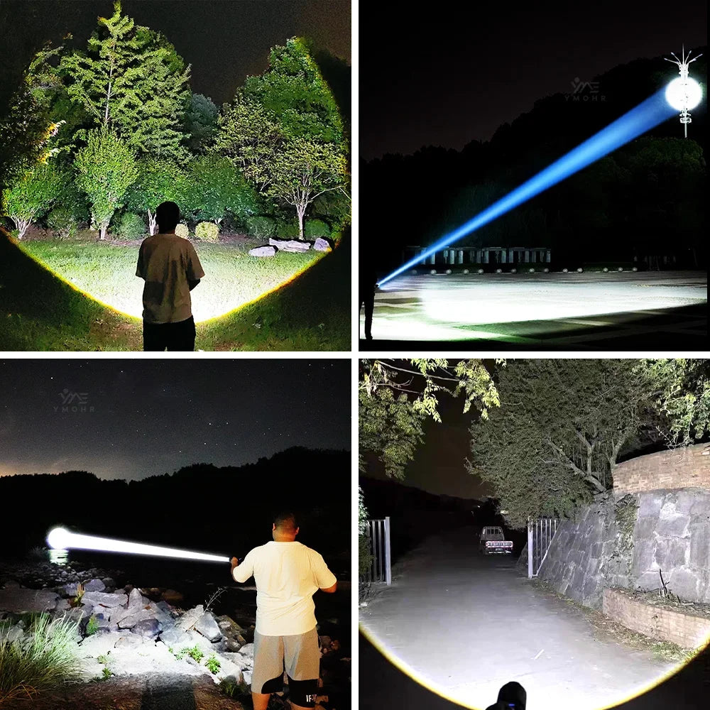 High Power White Laser Flashlight – Rechargeable Zoomable Waterproof Tactical Lantern