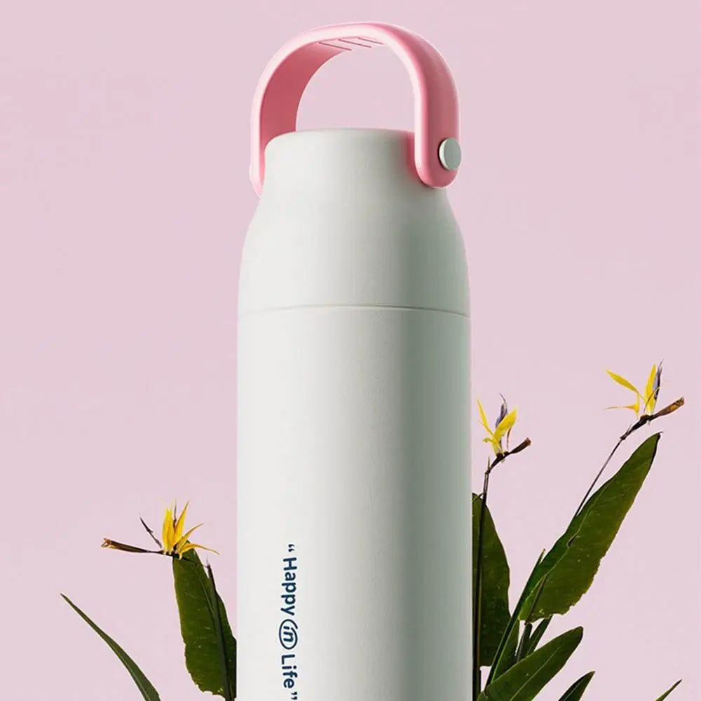 500ml Handheld Vacuum Thermos Bottle – 316 SS Interior, 360° Leakproof, CIQ Certified, Light Green/White/Orange
