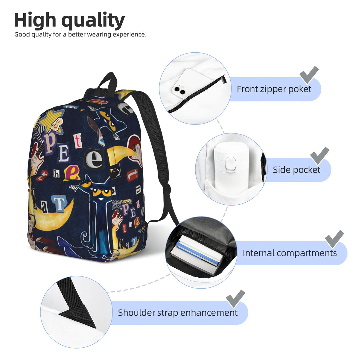 Pete the Cat Backpack – Casual Student Daypack
