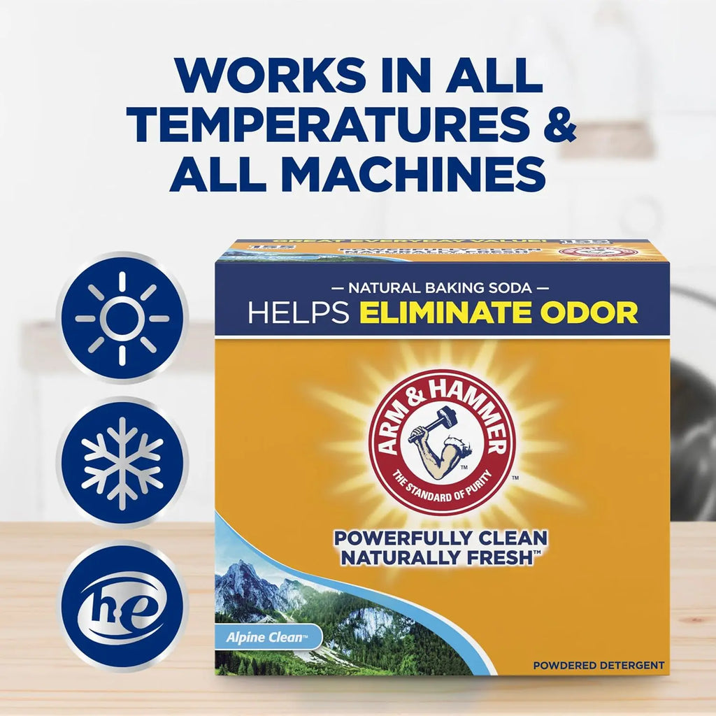 Mountain-Fresh Clean Every Load — Powder Laundry Detergent with Activated Baking Soda | 155 Loads, Alpine Clean Scent