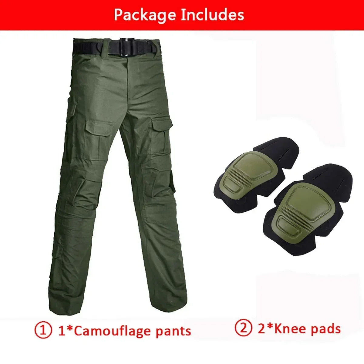 Men's Tactical Combat Suit – Camo Hooded Shirt & Cargo Pants with Pads