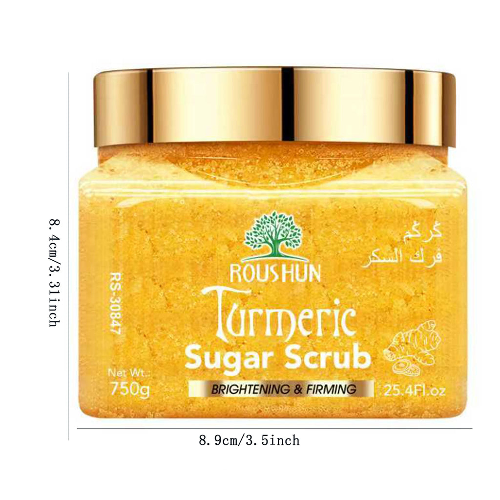 ROUSHUN Turmeric Sugar Scrub 750g – Family Pack Deep Cleansing Body Scrub