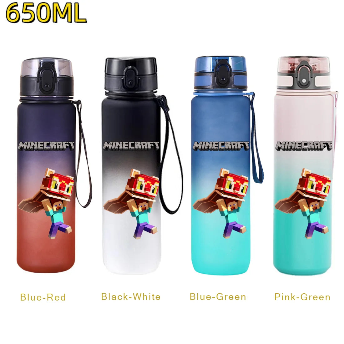 650ml Gradient Color PC Sports Water Bottle with Handle – Leakproof Shaker Bottle for Fitness, Travel & Office