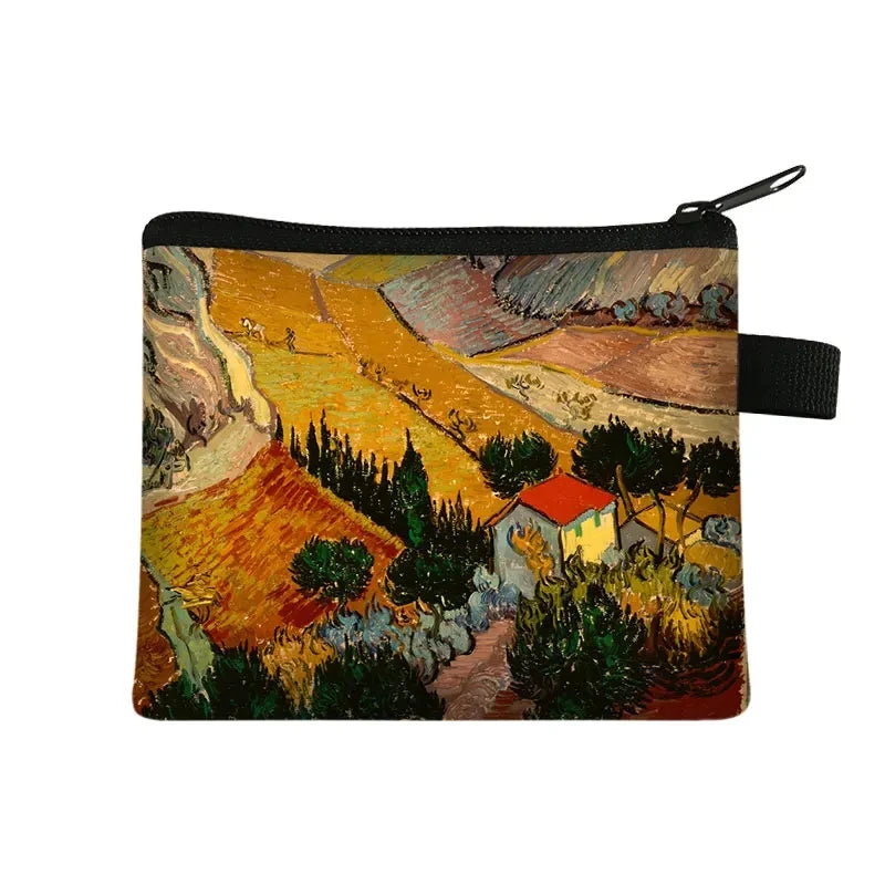 Vintage Oil Painting Floral Coin Purse Mini Clutch Wallet – Bohemian Nylon Organizer Wallet for Women