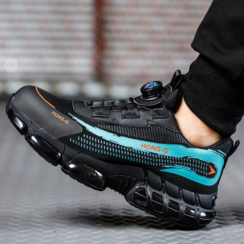 Men's Air Mesh Button-Closure Work Shoes