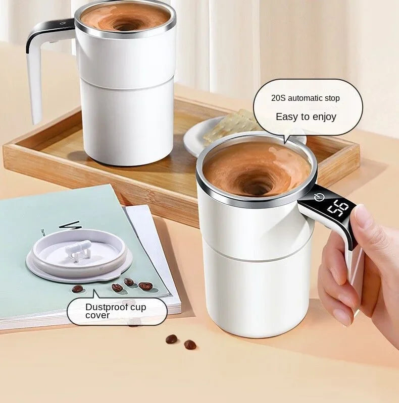 380ml Self-Stirring Electric Coffee Mug – IPX67 Waterproof, LCD Temp Display & USB-C Rechargeable Auto Mixing Cup